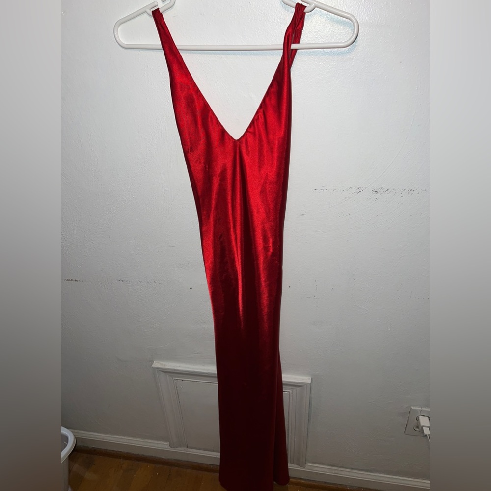 Vintage Fredericks of Hollywood Red Satin Dress